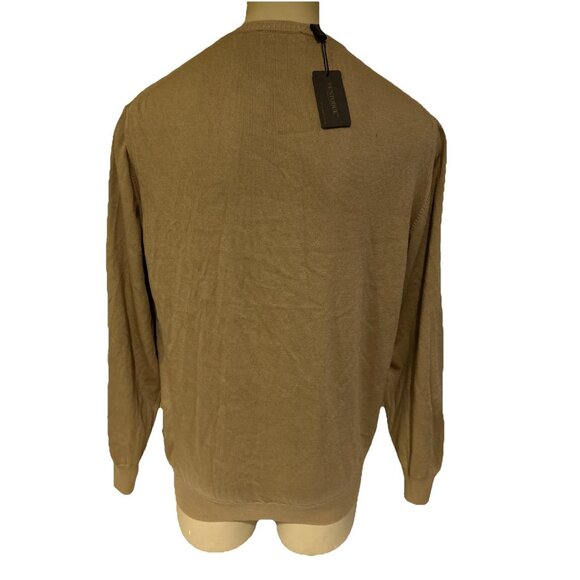 New Mens Cotton Viscose Pullover Crew Neck Puntodue Sweater Large Tan New Italy - Picture 3 of 5